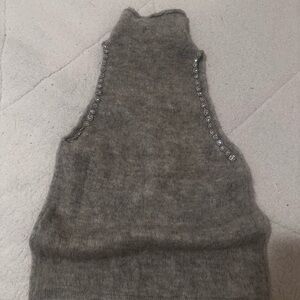 Zara Gray Sleeveless Top with Silver Accents